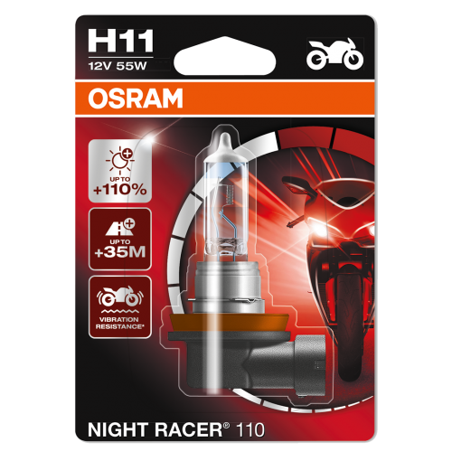 H11 OSRAM Motorbike Night Racer110 12V 55W Halogen Bulb