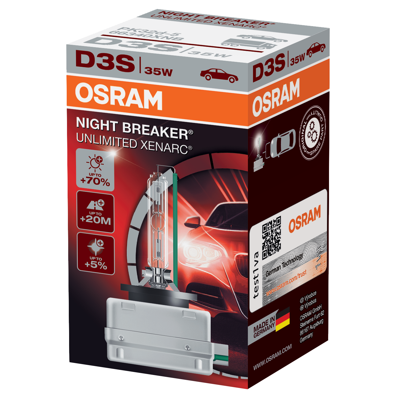 D3S OSRAM Night Breaker Unlimited Xenarc +70% 12V 35W Xenon Bulb