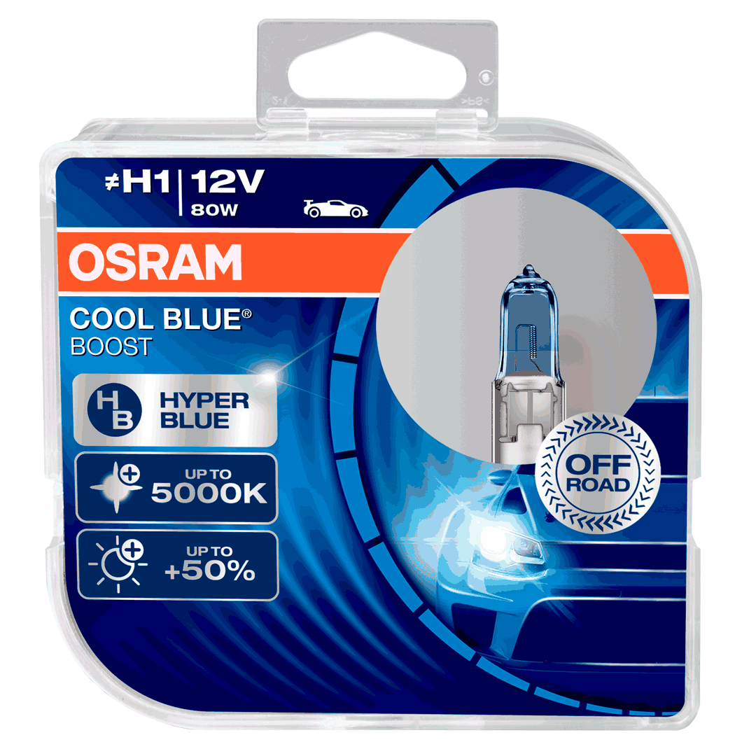 H1 OSRAM Cool Blue Boost 12V 80W 448 Halogen Bulbs - 62150CBB-HCB
