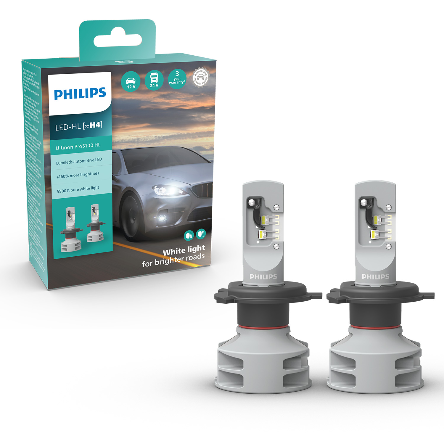 Kit Philips Lampara H7 Ultinon Led Pro5000 Hl 5800k 12/24v