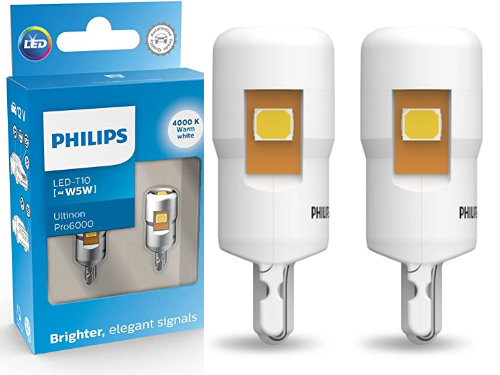 501 White Philips Ultinon Pro6000 LED Bulbs (Pair)