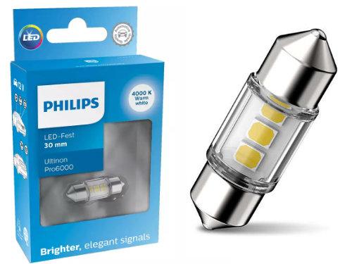 30mm Festoon White Philips Ultinon Pro6000 LED Bulbs (Pair)