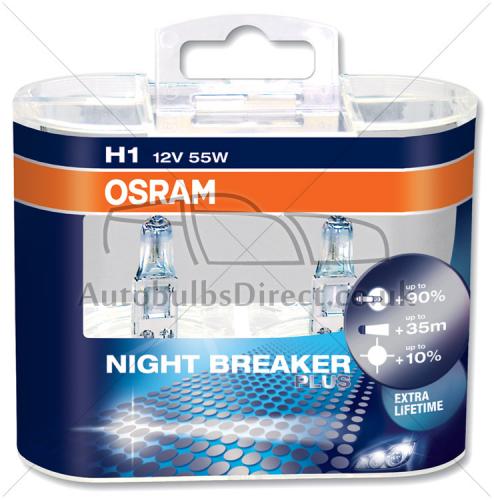 H1 OSRAM Night Breaker Plus +90% Improved Life Upgrade Xenon Headlight Bulbs