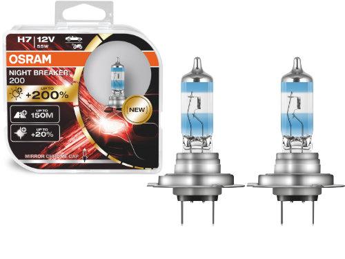 OSRAM Night Breaker 200 H7 Car Headlight Bulbs (Twin) - 200% More Light 
