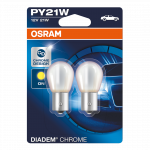 581 Osram Diadem Chrome Amber 12V 21W PY21W Indicator Bayonet Bulbs (Pair)