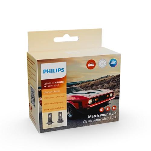 H7/H18 Philips Ultinon Classic LED Headlight Set