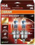 H4 OSRAM Night Breaker 220% 12V 60/55W (Pair) 64193NB220-2HB-Open Packaging