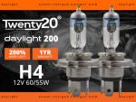 H4 Twenty20 Daylight200 +200% 12V 60/55W 472 Halogen Bulbs